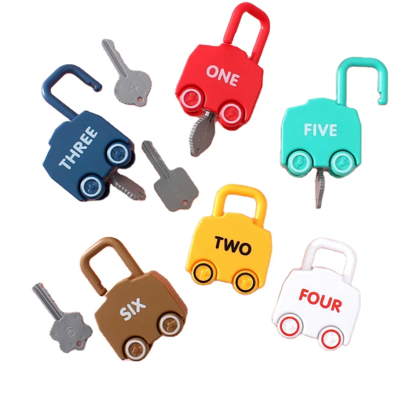 Baby Early Education Sensory Cartoon Multicolor Car Puzzle Digital pair unlocking car toy learning educational toy