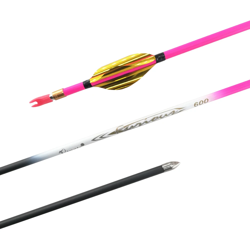 Archery 0.003 Carbon Arrows 300 400 500 600 700 800 900 1000 Spine Shaft Spin Vanes Compound Recurve Bow Longbow Hunting