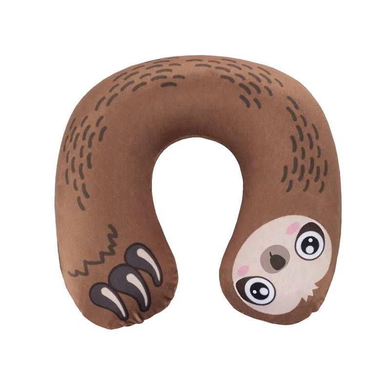 Customized eco - friendly inflatable sloth animal design cover flocking travel pillow inflatable