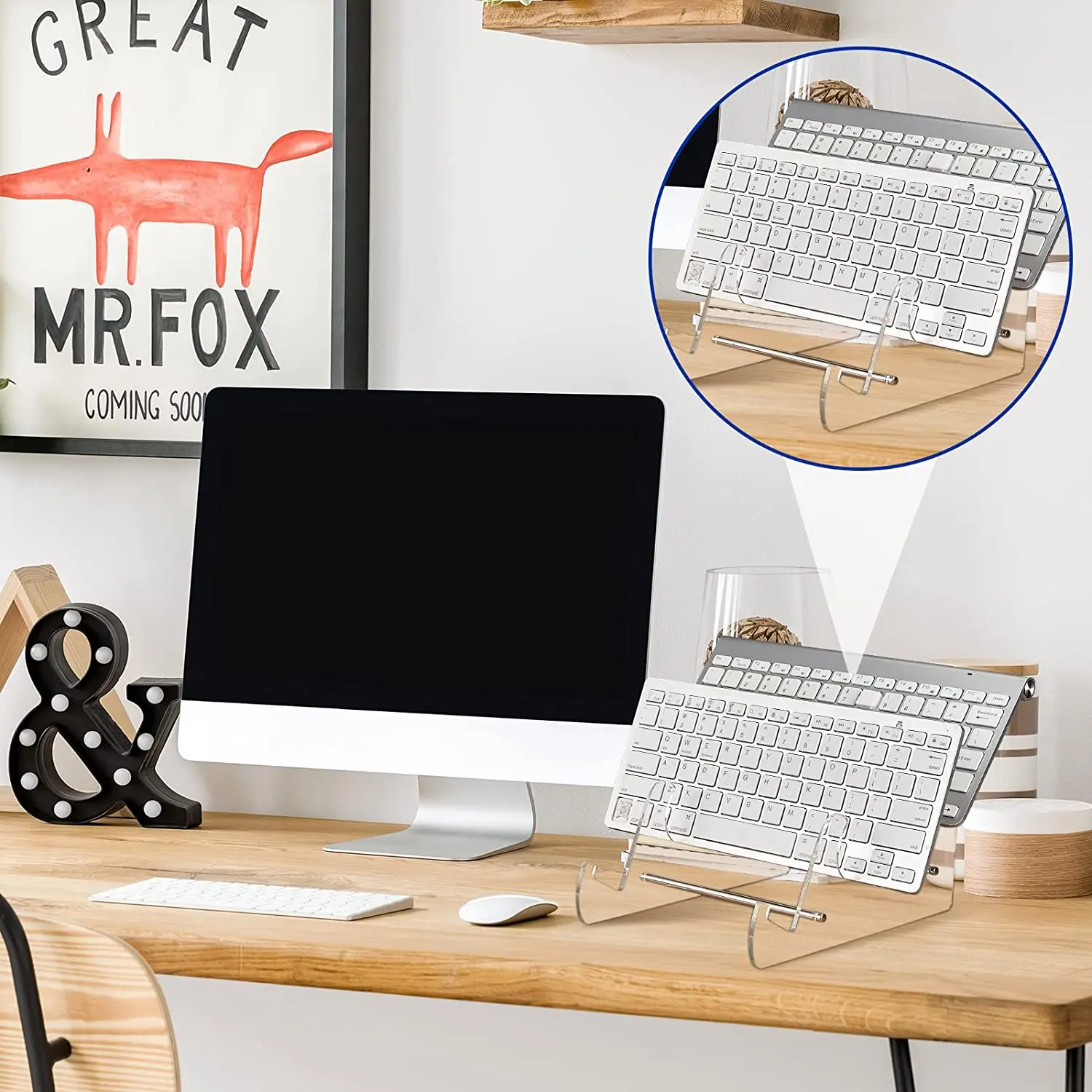 Acrylic Keyboard Display Holder Mechanical Computer Keyboard Stand for Desk Transparent 3 Tier Keyboard Holder for Computer