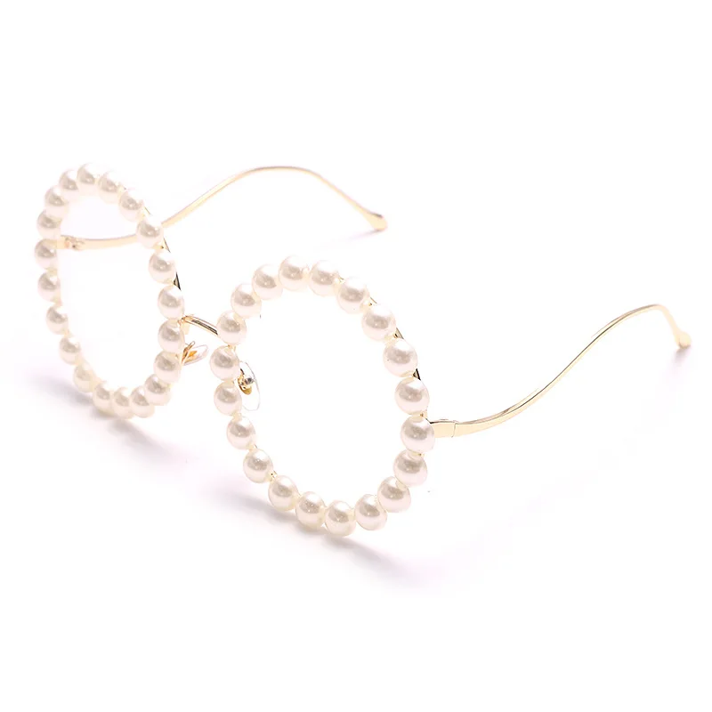 Новые модные круглые солнцезащитные очки ручной работы с жемчугом и большой оправой для мужчин и женщин большая круглая металлическая оправа