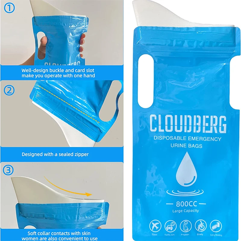 OEM Logo 800ml Emergency Portable Disposable Female / Male Urine PEE Bag For Outdoor Travel Car Camping