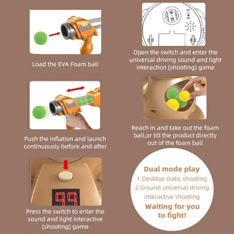 Kids Walking Mobile Squirrel Moving Hamster Target Toys Interaction Feeding Game EVA Soft Ball Shooting Toy Guns Airsoft