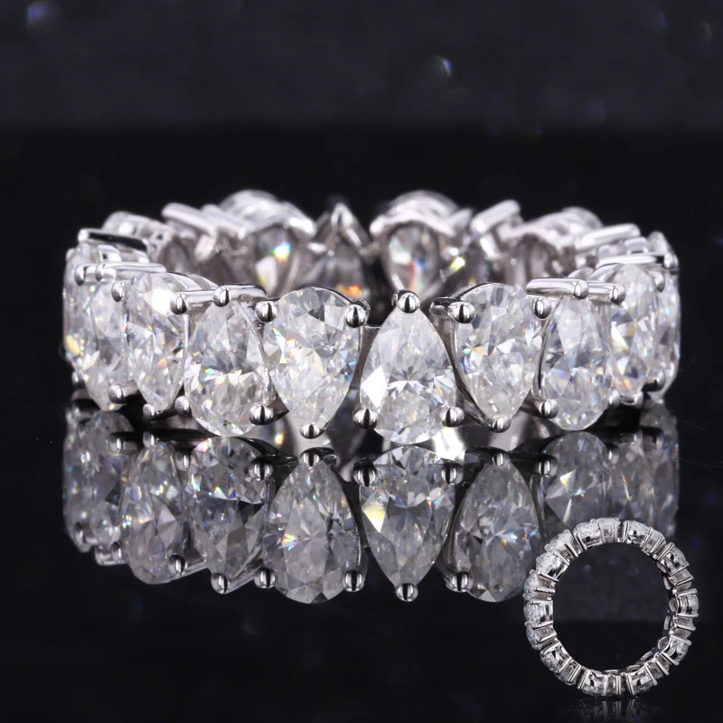 starsgem Custom 14K Gold Jewelry 3*4mm baguette emerald cut moissanite eternity band