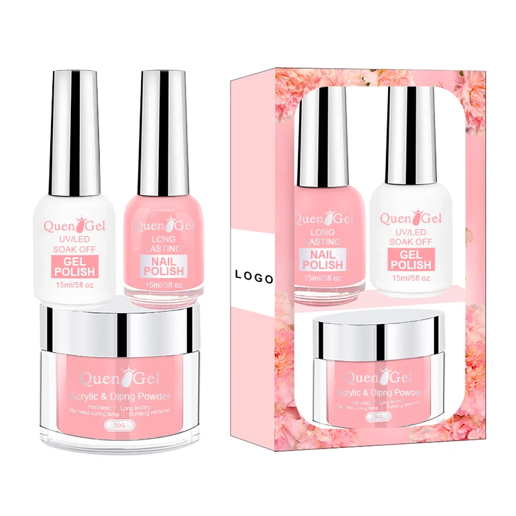 Best Quality No Need Lamp Cure Quick Nail Color Dip Acrylic Powder White Crystal 3 In 1 Powder Acrylic Set