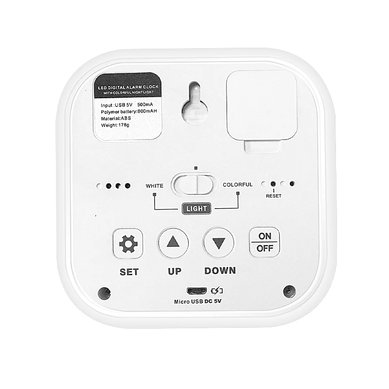 Перезаряжаемый будильник небольшого размера 12/24 часов светодиодный цифровой зеркальный настенный с личной этикеткой