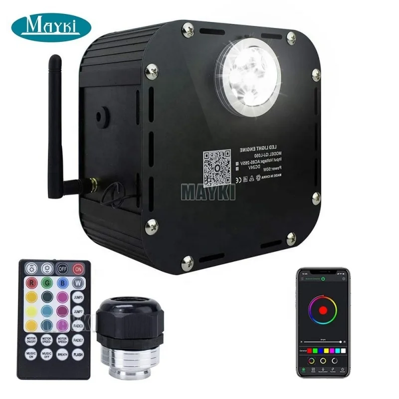 50W Twinkle Fiber Optic Light Source RGBW LED Light Engine Box for Car Home Star Ceiling Light Decoration