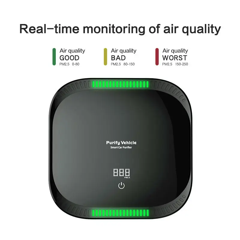 PM2.5 Display Car Air Purifier Portable Desktop Mini Room In Cars Purifying Air Pollutants USB Air Purifier