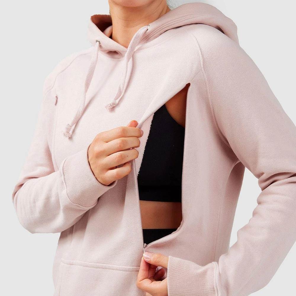 
 Розовые толстовки для кормящих мам, дизайн со скрытой молнией и вырезами, женский свитер для грудного вскармливания, толстовка с капюшоном, свитшот для кормящих матерей с карманами  