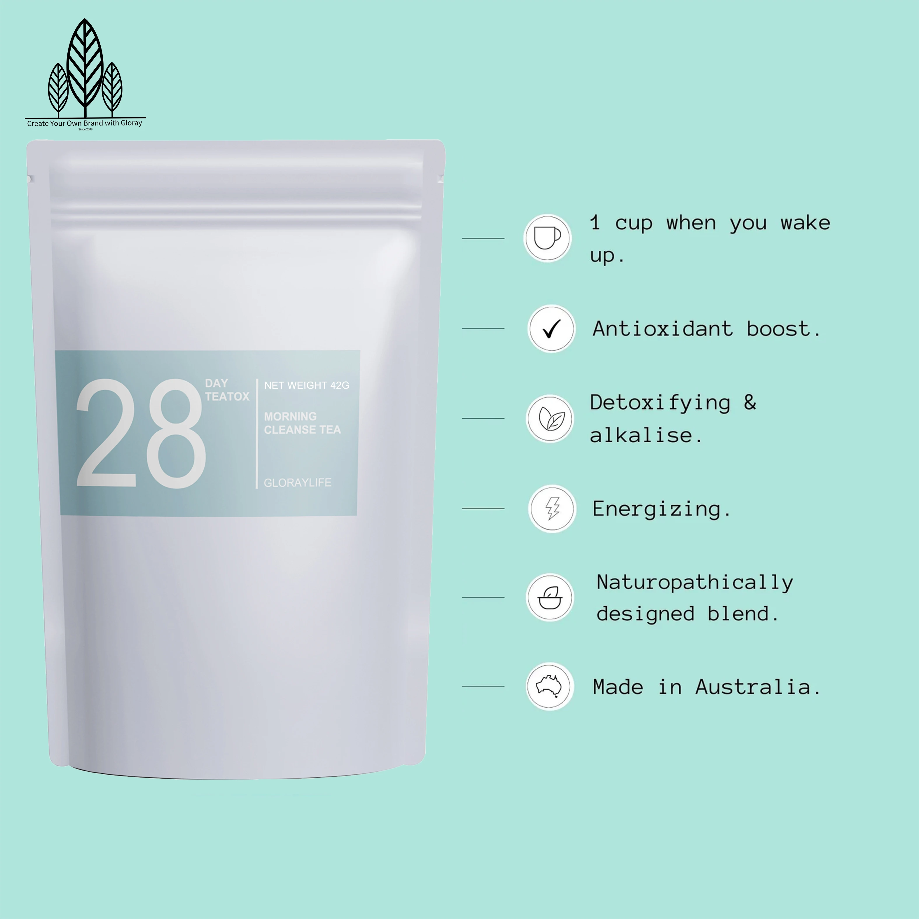 Morning Cleanse 28 Day Loose Leaf Herbal Tea for Weight Loss Detox Slimming Teatox Contains Antioxidants with My Logo