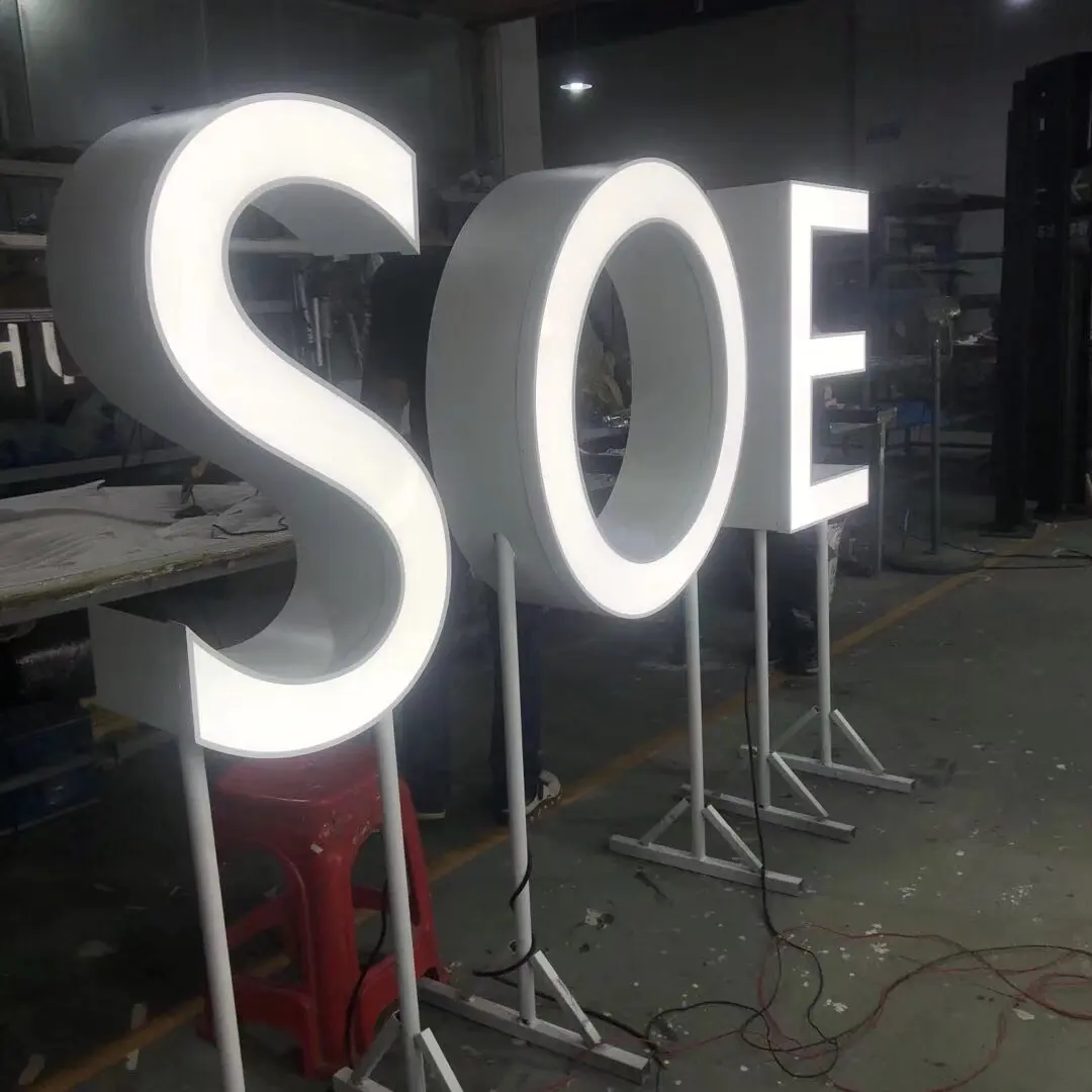 Stainless steel sign letter front luminous outdoor commercial sign more than ten years old manufacturer experience