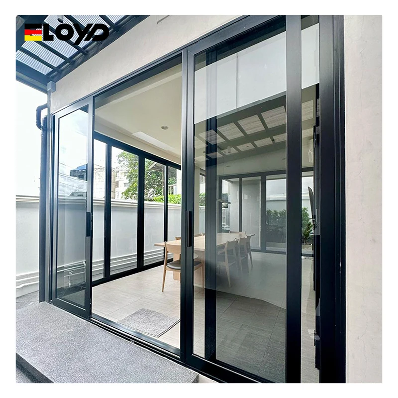 Eloyd CE Certificate Thermal Break Aluminium Outside Slider Safety Double Glazed hurricane impact slide Sliding Door windows
