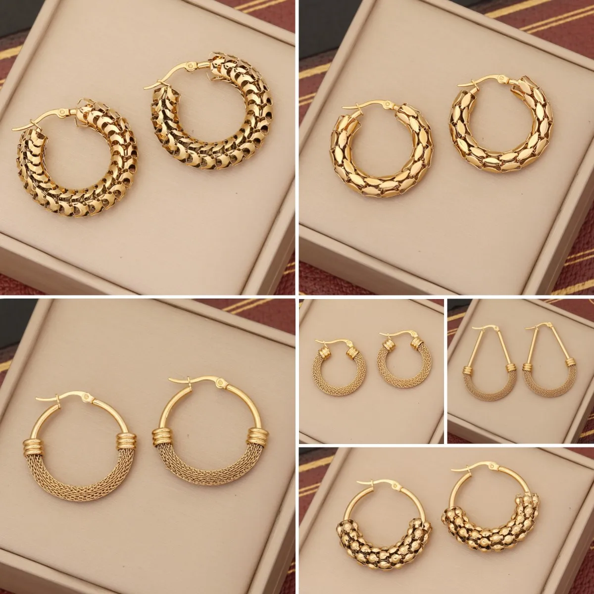 Women Huggie Earrings Unique Designs Gold Plating Stainless Steel Large Hoop Earrings for Female Round Circle Earring Jewelry