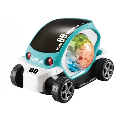 Newest B/O 3D light rotating colorful music cartoon traffic vehicle children electric car toy