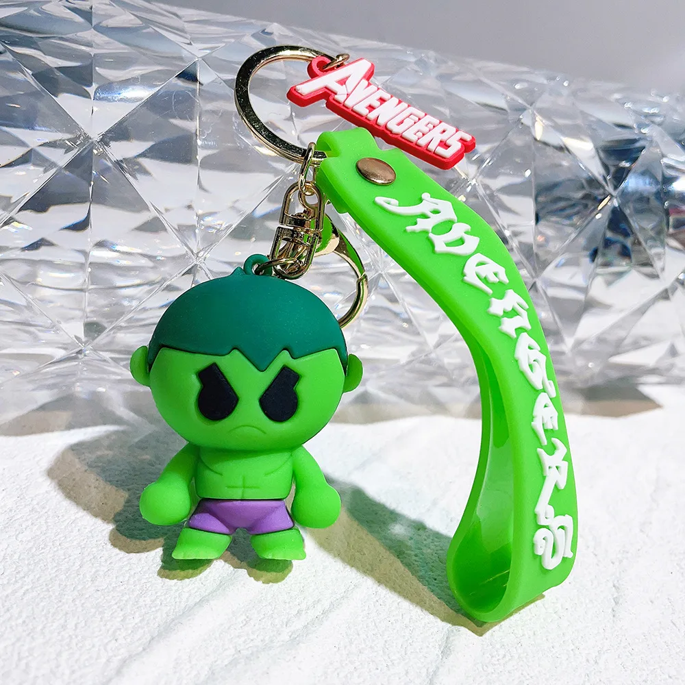 Wholesale hot selling 3D model PVC keychain cartoon spider green man keychain Avengers series keychain