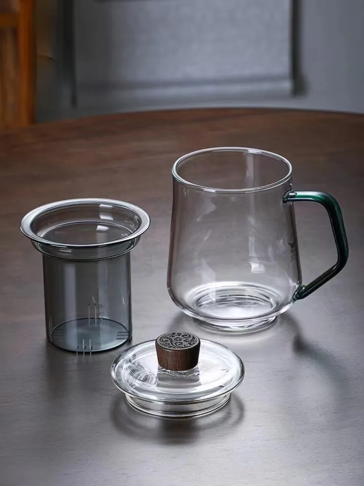 Heat Resistance Glass Three Pieces Filter Tea Coffee Cup