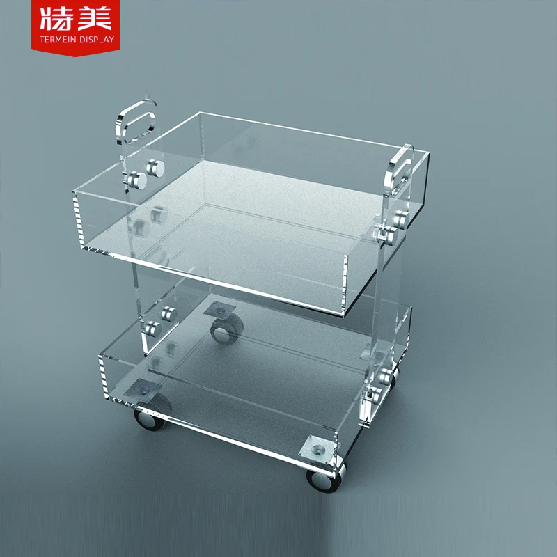 Wholesale New Glass Tea table Wine Catering Drinks Serving Trolley Bar Cart Hotel Acrylic Trolley
