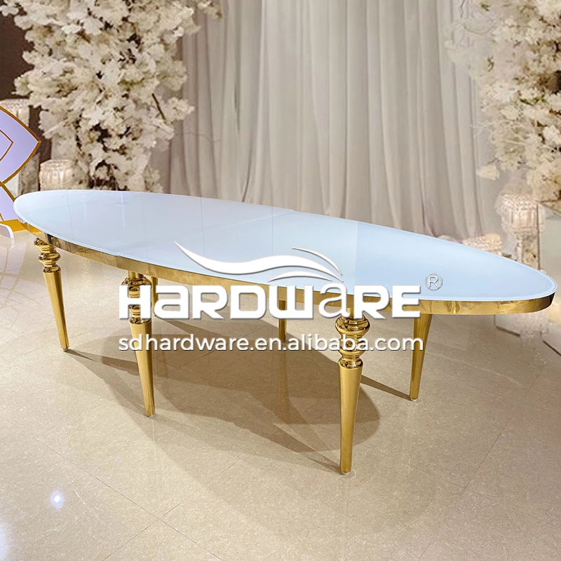 Wholesale Dubai Gold Stainless Steel Legs Mdf Wedding Dining Table For Wedding