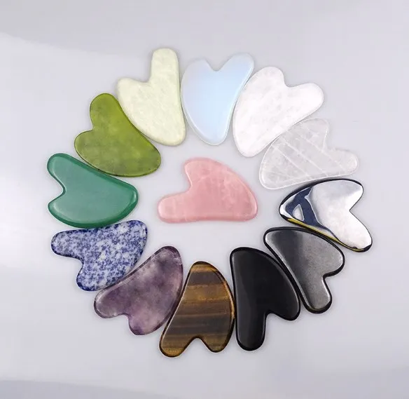 Gemstone Rose Quartz Jade Gua Sha Stone Massage Tool Ready To Ship, Can mix buy