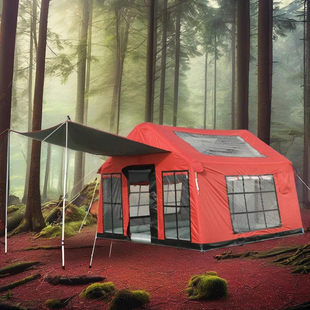 Inflatable Camping Tent, Large Glamping Tents, Easy Setup Waterproof Windproof Outdoor Blow Up Tent for Camping