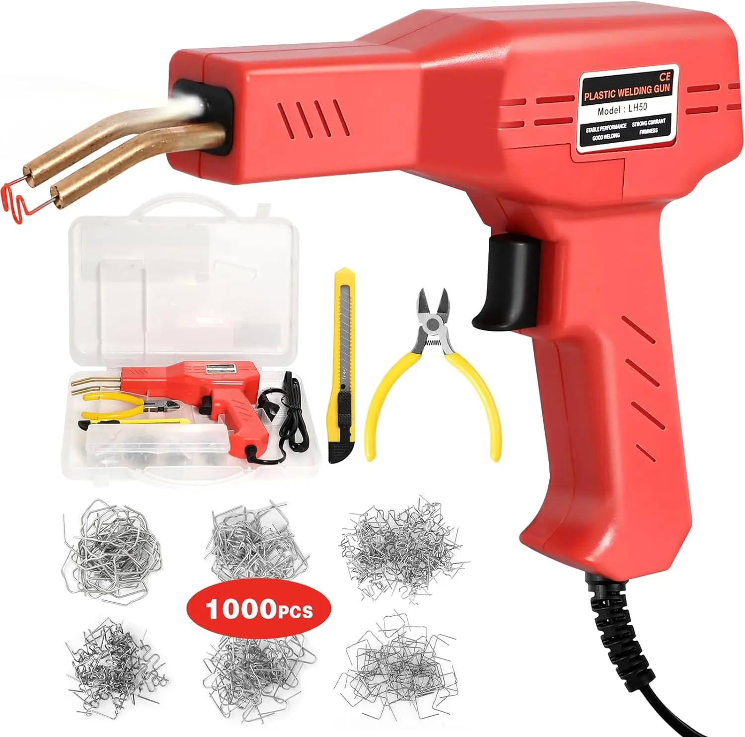 Portable Toolbox 1000PCS Staples Hot Stapler Plastic Welder Gun Kit Car Bumper Repair Plastic Repair Welding Soldering Supplies
