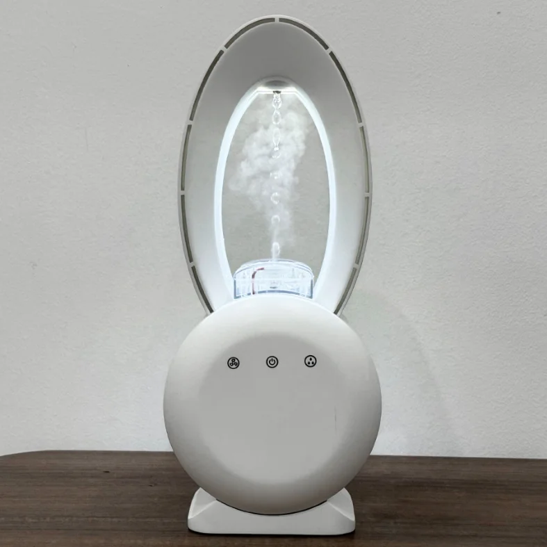 new idea 2024 original manufacturer cool mist fog maker 200ml water tanks portable cooling fans with anti gravity humidifier