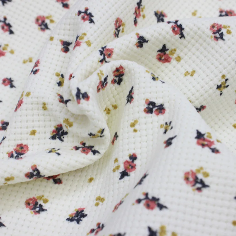 Custom Print On Cotton Waffle Knit Fabric