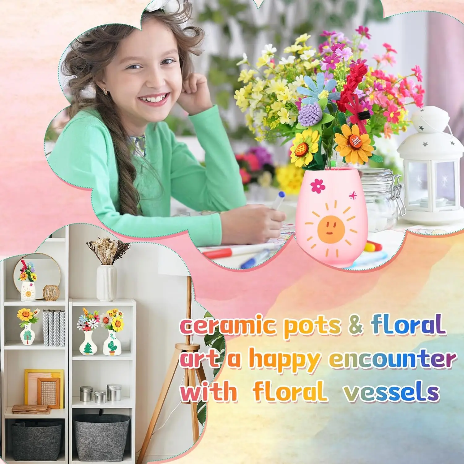 Wholesale Blank Model Diy Vase Hand Painted Ceramic Vase for Kids Home Table Decor