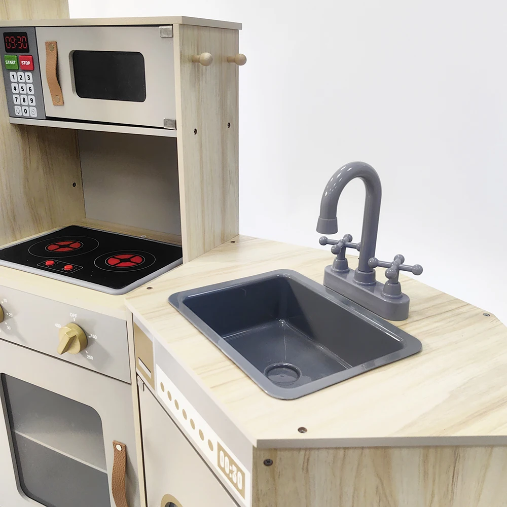 2024 Hot sell Nordic Children Grey Simulation Cooking creative Wooden Kitchen Set educational toys for kids Boys andGirls CE CPC