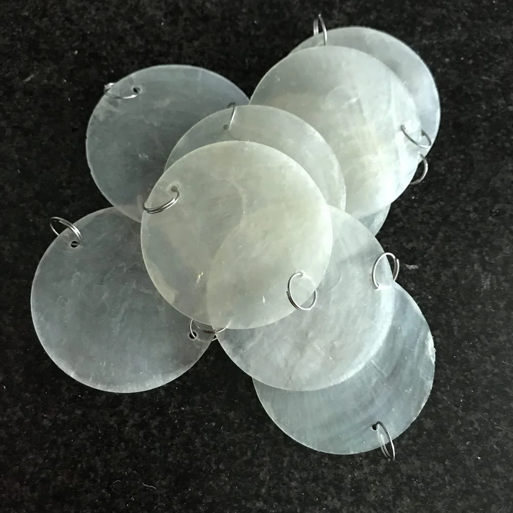 DIY 50mm Round Capiz Shell with Rings for Chandelier Lampshades