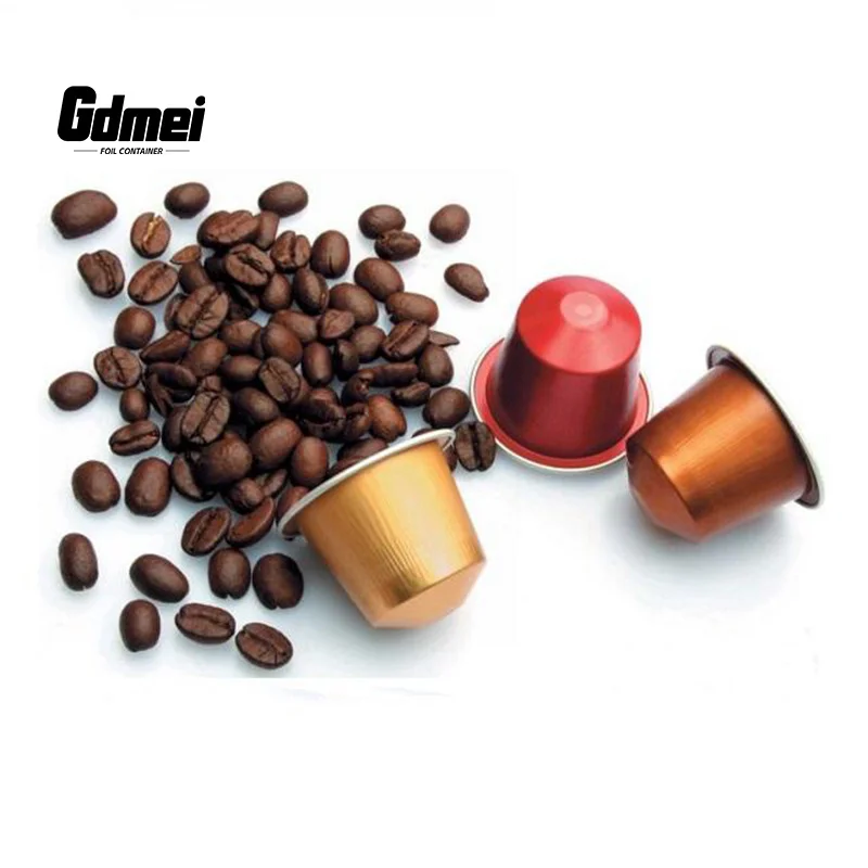 Оптовая Продажа с фабрики GDMEI 15 мл многоразовые пустые кофейные капсулы Nespresso красочным покрытием одноразовые крышкой