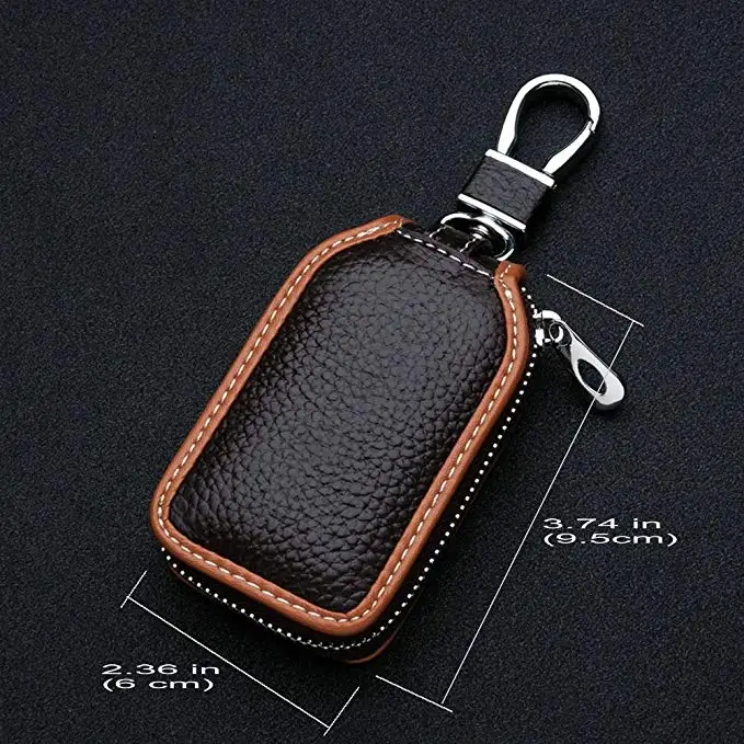 
Genuine Leather Auto Car Key FOB Holder Protector Cover Smart Key Chain with Metal Hook Car Key case Key Bag 