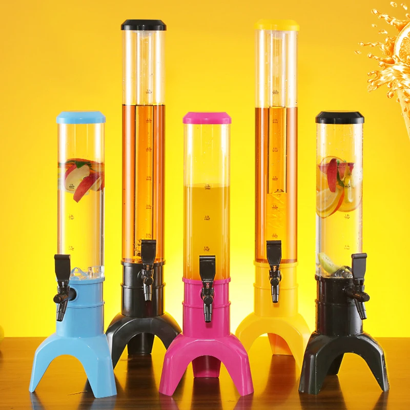1.5L/3L Drinking Beverage Beer Tower bar Creative Beer Dispenser Bucket Plastic Beer Cylinder Tower with Led Light and Icicle
