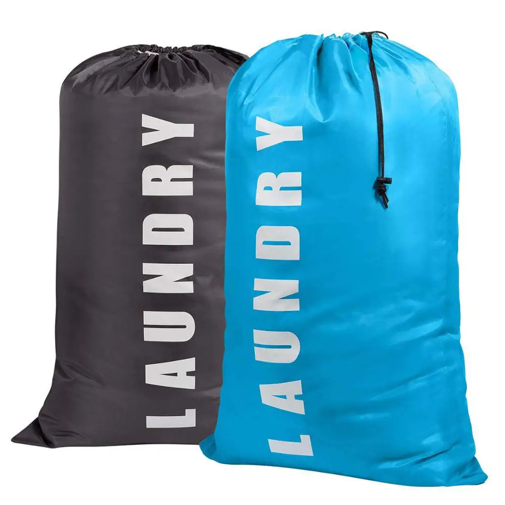 Extra Large Printed Travel Dirty Clothes Organizer Washable Pouch Nylon Polyester Drawstring Laundry Wash Bag