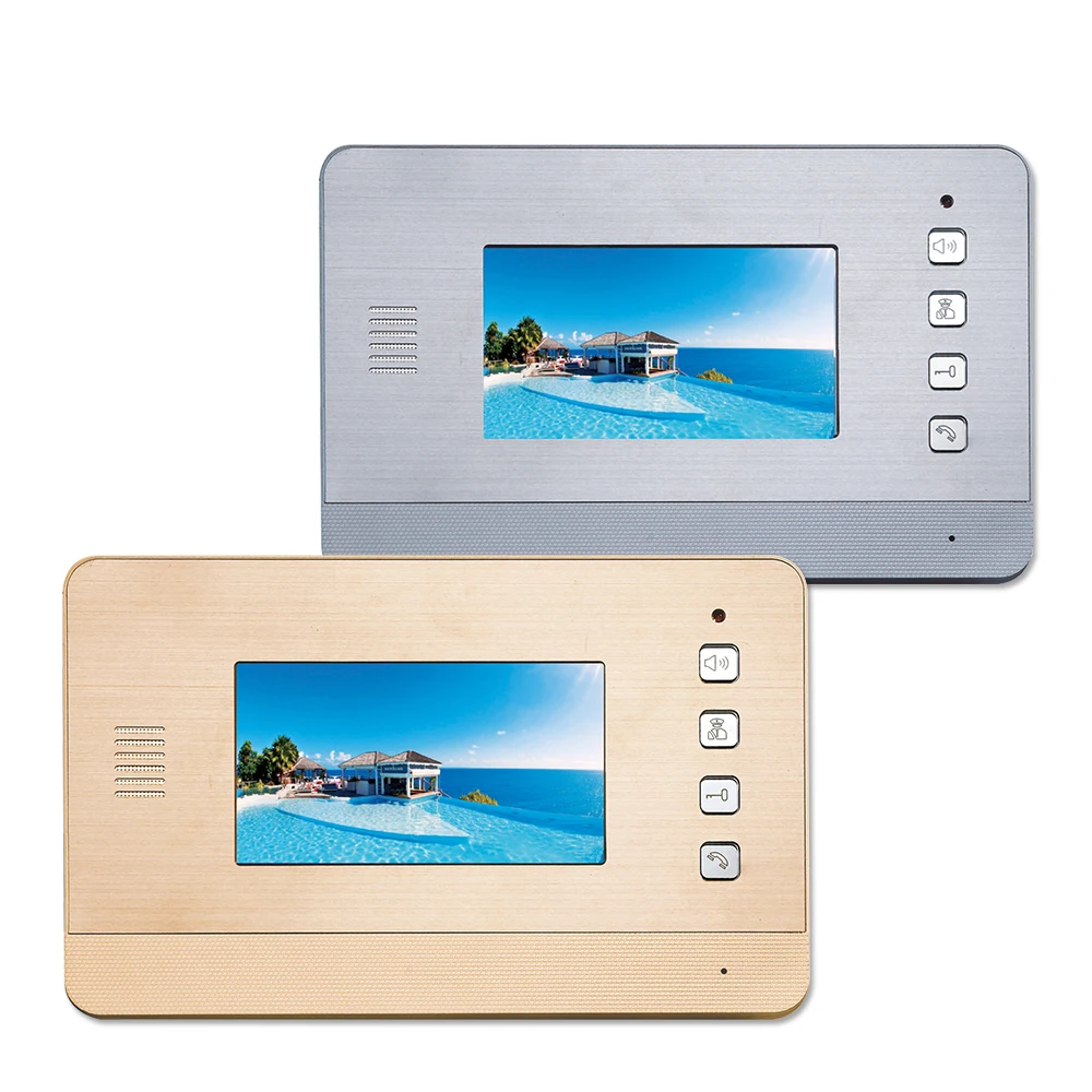 4.3 Inch smart video intercom system All aluminum panel metal buttons waterproof video door phone building Access control
