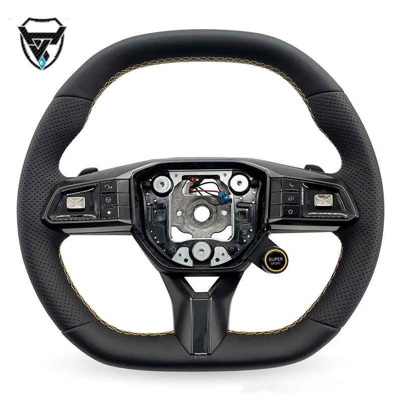 Leather yellow line one key start modified steering wheel suitable for MG MG7 MG5 MG4 EV ZC-MJ-14
