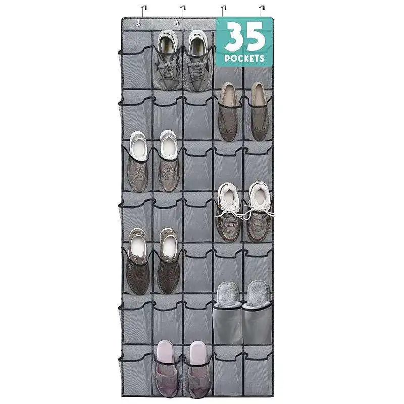 Hanging Shoe Organizer For Closet 35 Extra Large Mesh Pockets Over The Door Shoe Rack For Men Shoes