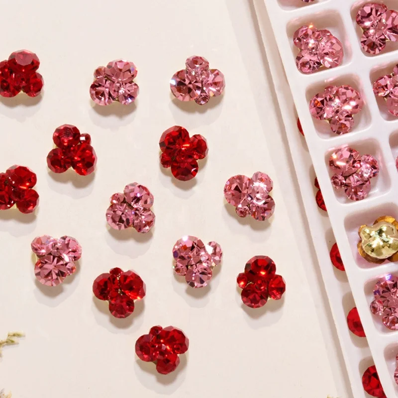 Chinese New Year China Festival Red Luxury Glass Diamond Rhinestone Nail Art Charms for Manicure Jewelry