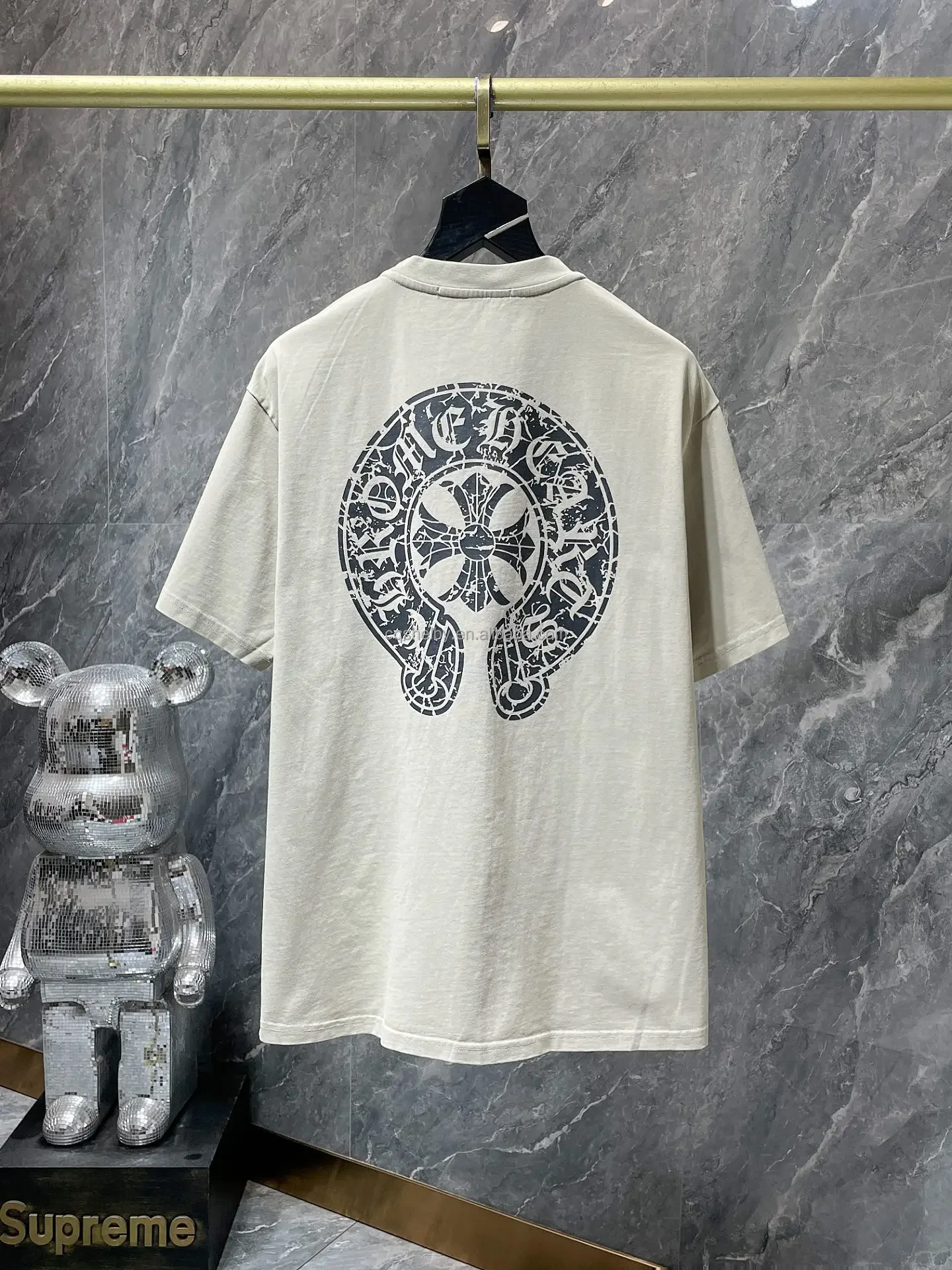 Pure cotton wholesale high quality luxury chrome round neck heart red heart classic cross short-sleeved T-shirt couple unisex