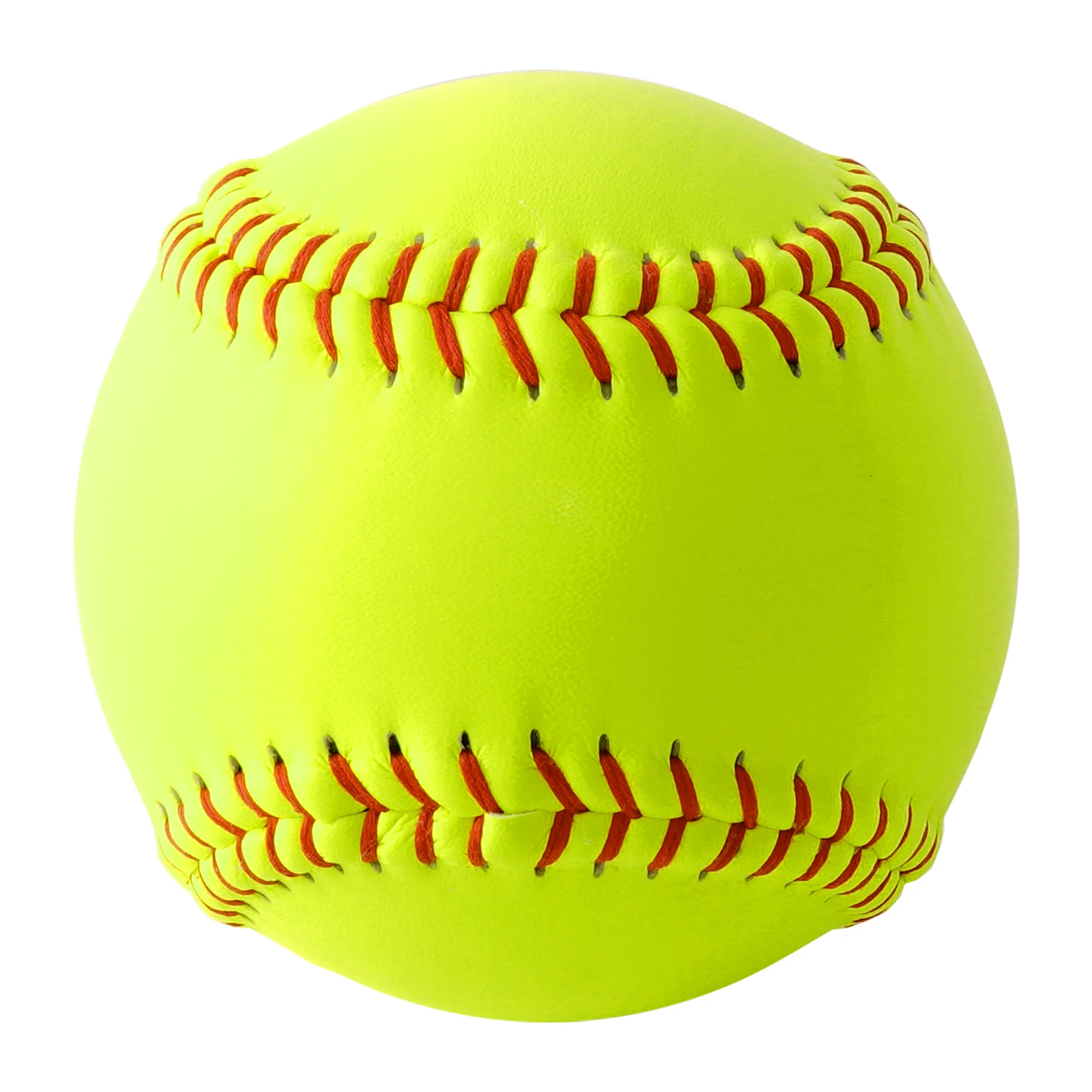 12 Inch Yellow Split Leather and Poly Core Softball Training Competition Ball 47 C.O.R MAX 375 LBS Sports Training Softball Ball