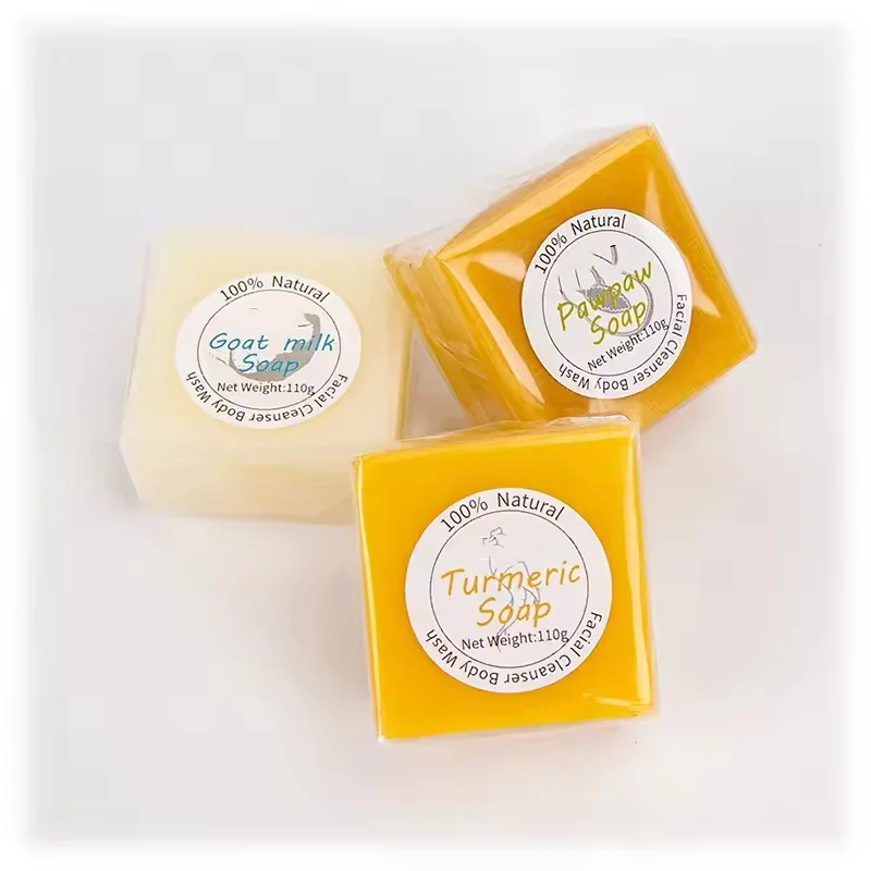Handmade Goat Milk Turmeric Soap Bar Herbal Formula Body Wash Hydrating Restoring Tender Skin Succusition Slimming Facial