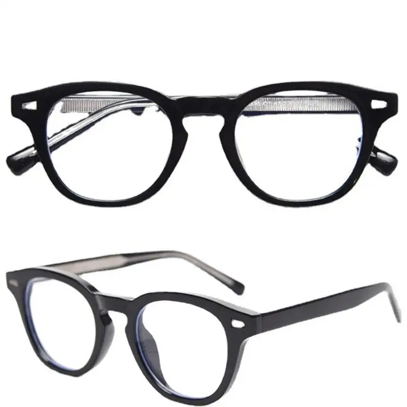 Korean Stylish Ultra-light TR90 Glasses Frame Retro Eyewear Acetate Temples Optical Eye Glasses for Unisex Wholesale Print Logo
