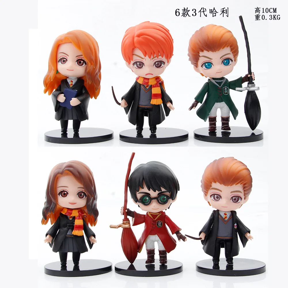4cm Harry Mini Action Figures Set Hermione Potters PVC Toys With Broom and Wand