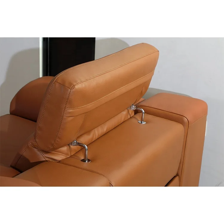 Recliners set corner sectional recliner sofa luxury living room furniture dual power electric reclining leather sofa brown
