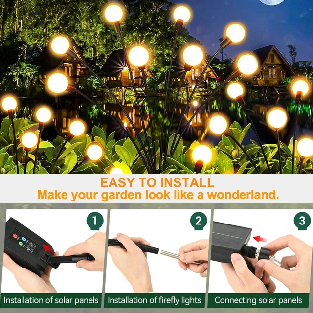 Solar Powered Firefly Garden Light Firefly Swaying Light Color Changing Rgb For Yard Patio Pathway Decoration Outdoor SolarLight