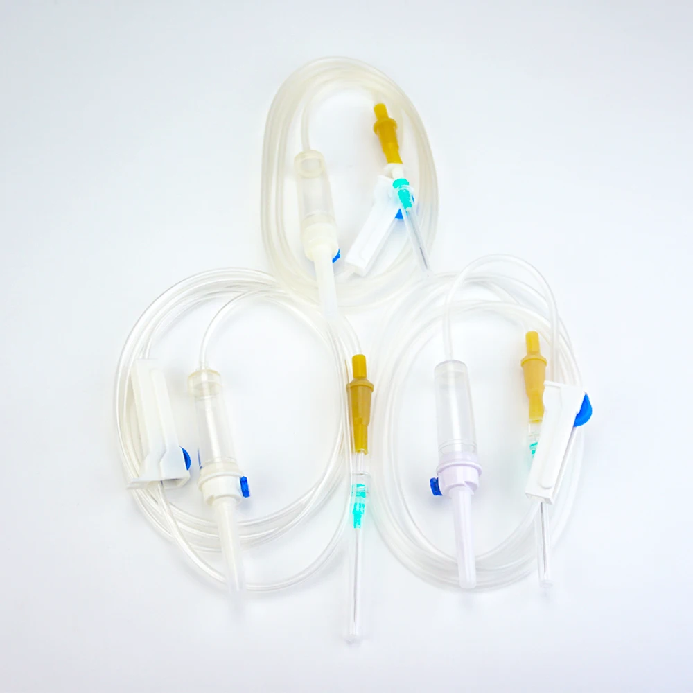 Disposable sterile medical veterinary infusion set with flow regulator calibrated burette 100ml 150ml