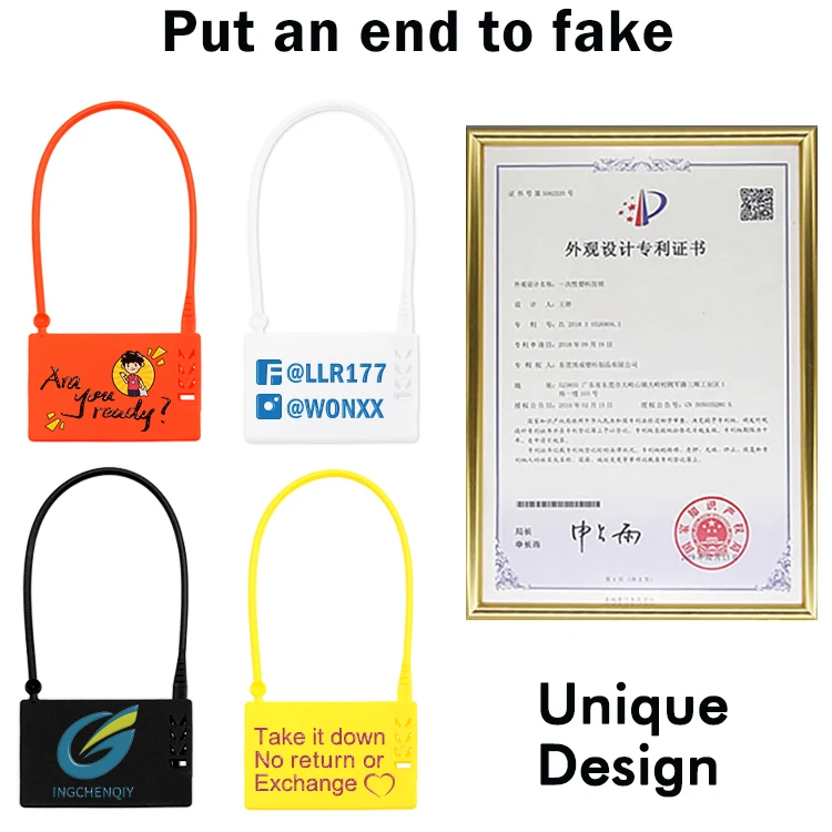 
Factory product embossed with trademarks used in plastic seals for garments 