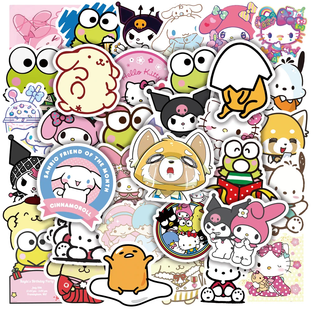 50pcs Cartoon Sanrio Posters Computer Phones Water Cups Trolley Boxes Waterproof Graffiti Stickers