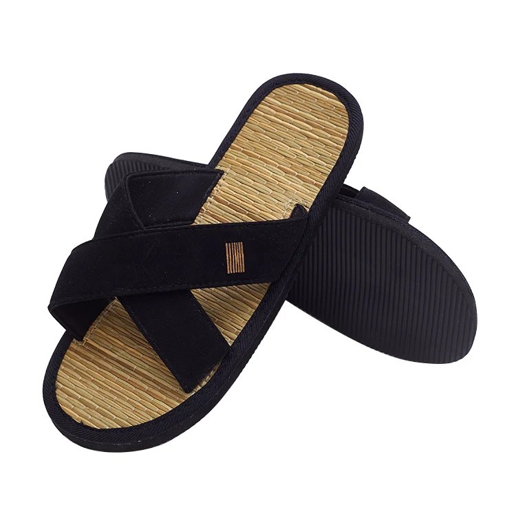 Custom Sample Woven Straw Mat Bamboo Flip Flop Hotel Jute Flip Flops Slipper For Spa