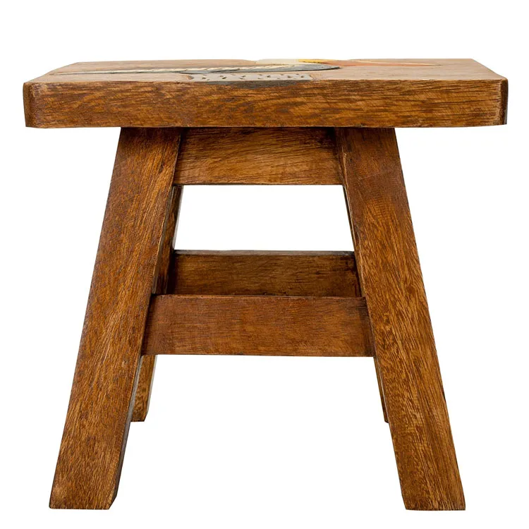 Детский декоративный короткий табурет из дерева акации ручной работы для малышей
